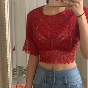 Red Lacey Blouse